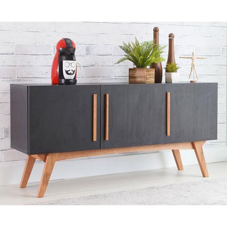 Buffet Dolores 3 Portas Preto - Woodinn Menor preço em Buffet Dolores 3 Portas Preto - Woodinn