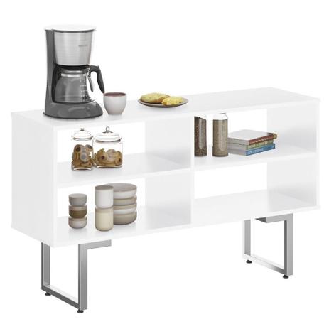 Buffet Pratic Classic com Pés Cromado 120 cm Branco - Plata moveis Menor preço em Buffet Pratic Classic com Pés Cromado 120 cm Branco - Plata moveis