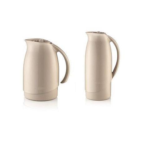 Bule 700 ML e Garrafa Termica 1L Plastico Celebrar Bege Sanremo Menor preço em Bule 700 ML e Garrafa Termica 1L Plastico Celebrar Bege Sanremo