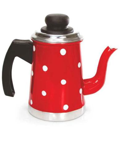Bule Alumínio Colorido Vermelho Estampado Com Bolas 600ml - Analeni Menor preço em Bule Alumínio Colorido Vermelho Estampado Com Bolas 600ml - Analeni