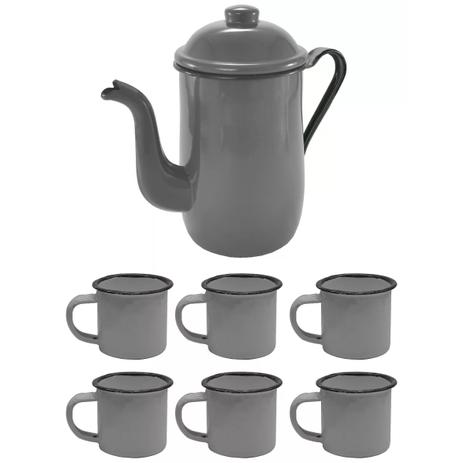 Bule Café Esmaltado 1,25 Litros e 6 Xícaras 70ml Tradiconal Cinza - Zanline Menor preço em Bule Café Esmaltado 1,25 Litros e 6 Xícaras 70ml Tradiconal Cinza - Zanline