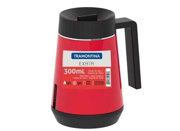 Bule Térmico Aço Inox com Infusor 300 ml Vermelho Exata Tramontina - TRM 278 Menor preço em Bule Térmico Aço Inox com Infusor 300 ml Vermelho Exata Tramontina - TRM 278