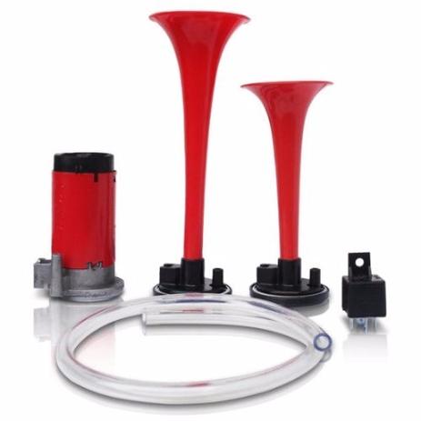 Buzina 12v 2 cornetas vermelho compressor de ar uma mangueira e um relé - Maui Menor preço em Buzina 12v 2 cornetas vermelho compressor de ar uma mangueira e um relé - Maui