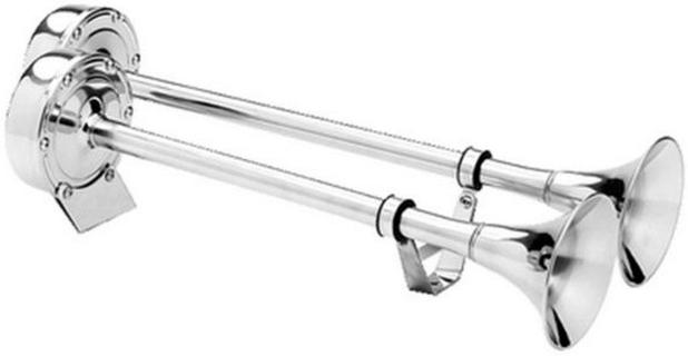 Buzina Elétrica 12V Marítima Náutica em Inox Corneta Externa Dupla para Barcos Lanchas Veleiros - Marine Town Menor preço em Buzina Elétrica 12V Marítima Náutica em Inox Corneta Externa Dupla para Barcos Lanchas Veleiros - Marine Town