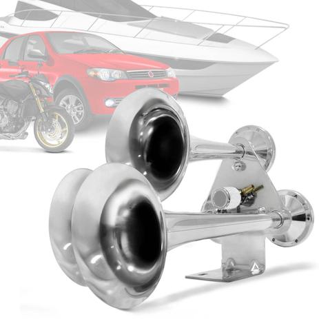 Buzina Eletropneumática 3 Cornetas Cromadas Bivolt 12V 24V Trem Navio Caminhão Barco Com Suporte - Vetor Menor preço em Buzina Eletropneumática 3 Cornetas Cromadas Bivolt 12V 24V Trem Navio Caminhão Barco Com Suporte - Vetor