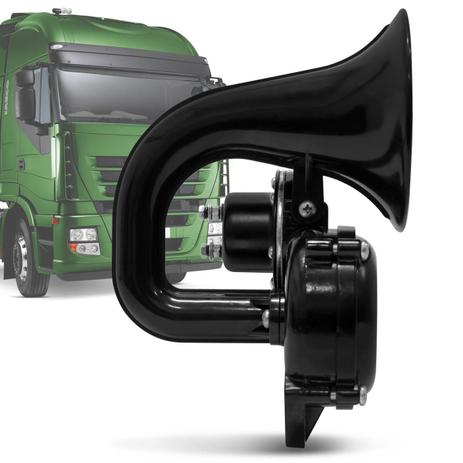 Buzina Eletropneumática Universal Para Caminhão 24V Preta - Vetor Menor preço em Buzina Eletropneumática Universal Para Caminhão 24V Preta - Vetor