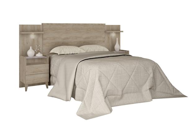 Cabeceira Box Casal com Criado Mudo Royale MDF Bege - Robel Menor preço em Cabeceira Box Casal com Criado Mudo Royale MDF Bege - Robel