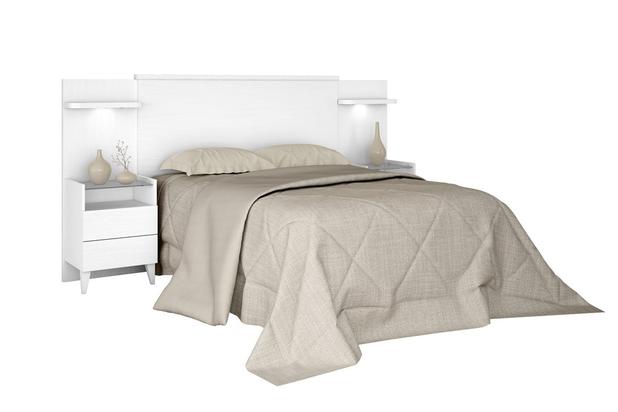 Cabeceira Box Casal com Criado Mudo Royale MDF Branco - Robel Menor preço em Cabeceira Box Casal com Criado Mudo Royale MDF Branco - Robel