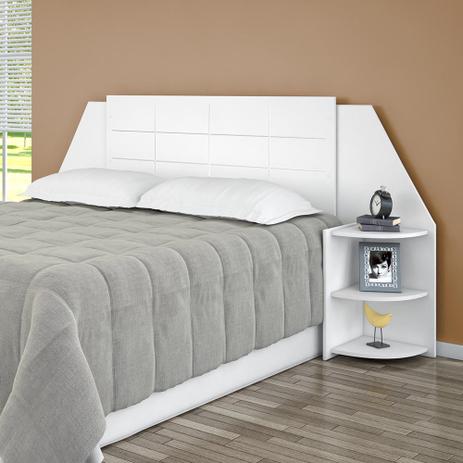 Cabeceira Bréscia para Colchão Box Casal Padrão com 2 Criados 100 MDF - Branco - Conquista Menor preço em Cabeceira Bréscia para Colchão Box Casal Padrão com 2 Criados 100 MDF - Branco - Conquista