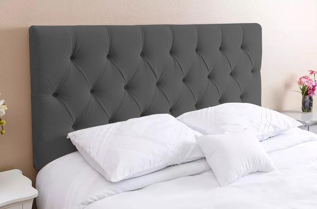 Cabeceira Casal para Cama Box Estofada Paris 1.40m Suede Cinza Chumbo - Estilo Menor preço em Cabeceira Casal para Cama Box Estofada Paris 1.40m Suede Cinza Chumbo - Estilo