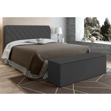 Cabeceira Com Calçadeira Baú Paris P/ Colchão Box 140cm Suede Cinza- JS Móveis Menor preço em Cabeceira Com Calçadeira Baú Paris P/ Colchão Box 140cm Suede Cinza- JS Móveis