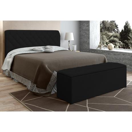 Cabeceira Com Calçadeira Baú Paris P/ Colchão Box 140cm Suede Preto - JS Móveis Menor preço em Cabeceira Com Calçadeira Baú Paris P/ Colchão Box 140cm Suede Preto - JS Móveis