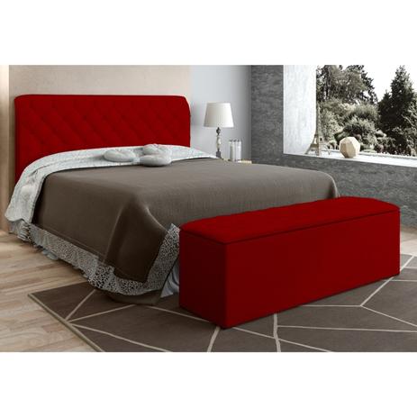 Cabeceira Com Calçadeira Baú Paris P/ Colchão Box 195cm Suede Vermelho - JS Móveis Menor preço em Cabeceira Com Calçadeira Baú Paris P/ Colchão Box 195cm Suede Vermelho - JS Móveis