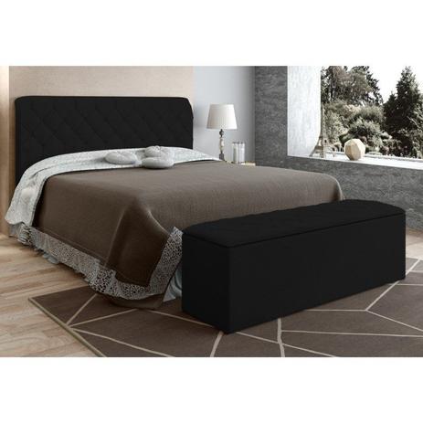 Cabeceira com Calçadeira Baú Paris para Colchão Box 140 cm Preto Suede Amassado - JS Móveis Menor preço em Cabeceira com Calçadeira Baú Paris para Colchão Box 140 cm Preto Suede Amassado - JS Móveis
