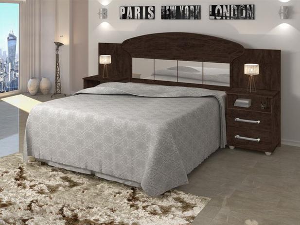 Cabeceira de Casal Agata 140 cm (Esmeralda) com 2 Criados Café - Geval Móveis Menor preço em Cabeceira de Casal Agata 140 cm (Esmeralda) com 2 Criados Café - Geval Móveis