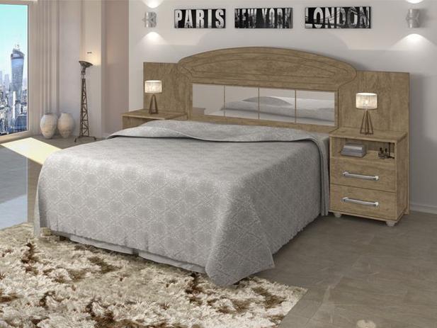 Cabeceira de Casal Agata 140 cm (Esmeralda) com 2 Criados Noce - Geval Móveis Menor preço em Cabeceira de Casal Agata 140 cm (Esmeralda) com 2 Criados Noce - Geval Móveis