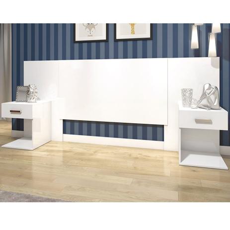 Cabeceira Extensível Casal/Queen 2 Mesas de Apoio Calenda Henn Branco Menor preço em Cabeceira Extensível Casal/Queen 2 Mesas de Apoio Calenda Henn Branco