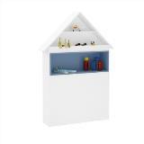 Cabeceira Infantil Casinha Atenas com Baú e Led - Branco/Azul - Casatema Menor preço em Cabeceira Infantil Casinha Atenas com Baú e Led - Branco/Azul - Casatema