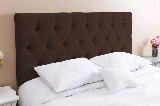 Cabeceira King para Cama Box Estofada Paris 1.95m Courino Marrom - Estilo Menor preço em Cabeceira King para Cama Box Estofada Paris 1.95m Courino Marrom - Estilo