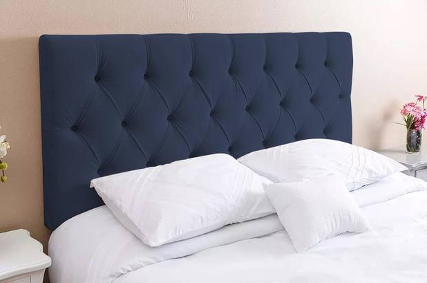 Cabeceira para Cama Box King Estofada Paris 1.95m Suede Azul Jeans - Estilo Menor preço em Cabeceira para Cama Box King Estofada Paris 1.95m Suede Azul Jeans - Estilo