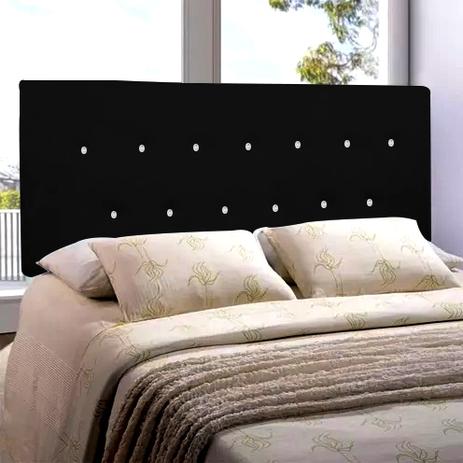 Cabeceira para Cama King Estofada Box Lisboa 1.95m Courino Preto com Strass - Estilo capitonê Menor preço em Cabeceira para Cama King Estofada Box Lisboa 1.95m Courino Preto com Strass - Estilo capitonê