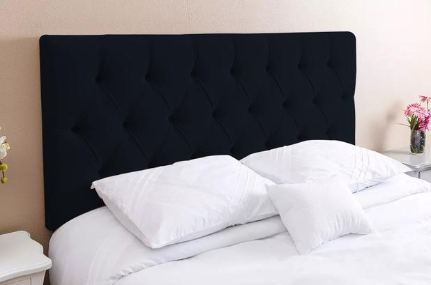 Cabeceira para Cama King Estofada Box Paris 1.95m Suede Azul Marinho - Estilo Menor preço em Cabeceira para Cama King Estofada Box Paris 1.95m Suede Azul Marinho - Estilo
