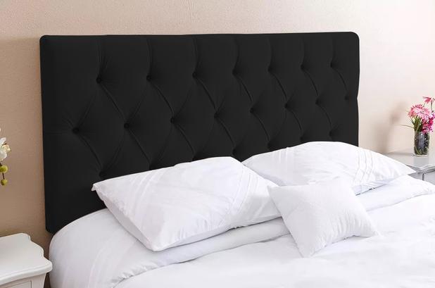 Cabeceira para Cama King Estofada Box Paris 1.95m Suede Preto - Estilo Menor preço em Cabeceira para Cama King Estofada Box Paris 1.95m Suede Preto - Estilo