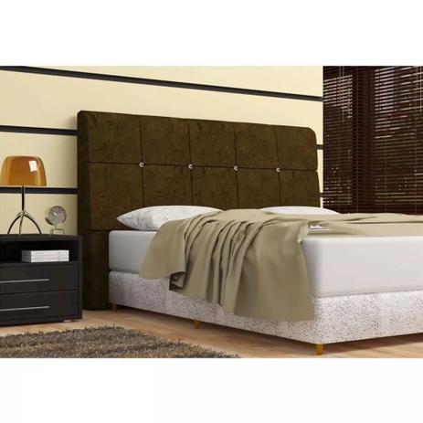 Cabeceira Pietra Casal Super King 195 Cm Com Baú Interno Suede Amassado Marrom - DS Móveis Menor preço em Cabeceira Pietra Casal Super King 195 Cm Com Baú Interno Suede Amassado Marrom - DS Móveis