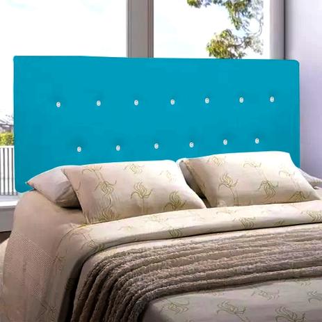Cabeceira Queen para Cama Box Estofada Lisboa 1.60m Suede Azul Turquesa com Strass - Estilo capitonê é boa?