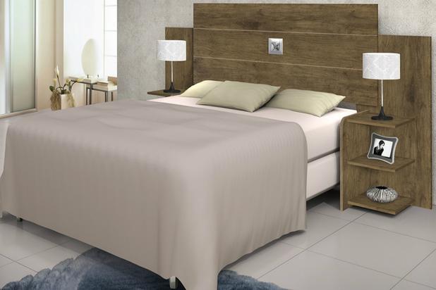 Menor preço em Cabeceira Queen Size de Madeira Marrom para Cama Box Com 2 Criados Mudo com Prateleiras - Jequitibá - Ja móveis