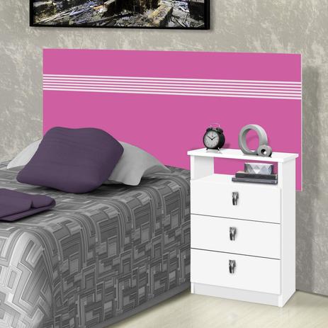 Cabeceira Solteiro com Mesa de Apoio Agata Cambel Móveis Branco/Rosa - Vj Móveis Menor preço em Cabeceira Solteiro com Mesa de Apoio Agata Cambel Móveis Branco/Rosa - Vj Móveis