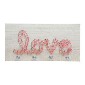 Cabideiro 4pinos madeira string art love vermelho 40x0.9x20cm - Urban Menor preço em Cabideiro 4pinos madeira string art love vermelho 40x0.9x20cm - Urban