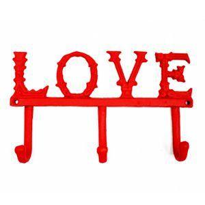 Cabideiro ferro love vermelho 24,4x14x7,5cm - Urban Menor preço em Cabideiro ferro love vermelho 24,4x14x7,5cm - Urban