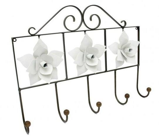 cabideiro para bolsas de parede rustico de ferro artesanal com flores decorativas libertas rosas artesanato