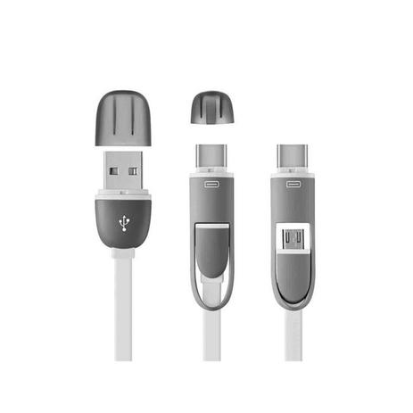 Cabo 2 Em 1 Micro Usb Com Adaptador Type-C Branco Wi351 - Multilaser Menor preço em Cabo 2 Em 1 Micro Usb Com Adaptador Type-C Branco Wi351 - Multilaser