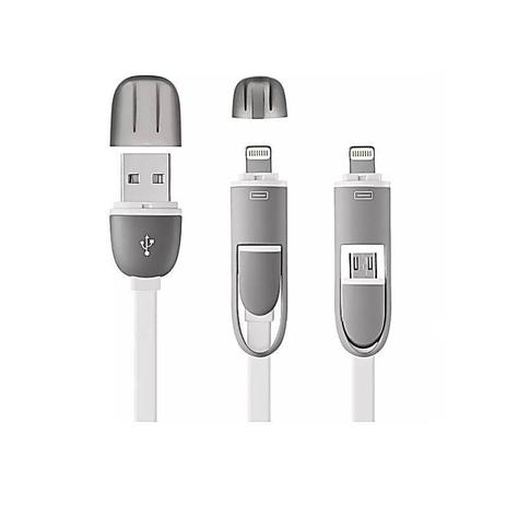 Cabo 2 em 1 USB com adaptador para Iphone 1,5m branco - Multilaser Menor preço em Cabo 2 em 1 USB com adaptador para Iphone 1,5m branco - Multilaser