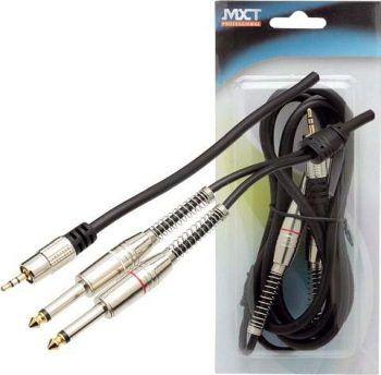 Cabo 2 P10 Mono X P2 Stereo Profissional Ouro 1,8 Metros - Mxt Menor preço em Cabo 2 P10 Mono X P2 Stereo Profissional Ouro 1,8 Metros - Mxt