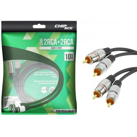 Cabo 2 RCA + 2 RCA Plug Metal Fitz - 10 Metros - Pix Menor preço em Cabo 2 RCA + 2 RCA Plug Metal Fitz - 10 Metros - Pix