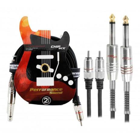 Cabo 2 RCA X 2 P10 Mono 2mt Performance Sound - Pix Menor preço em Cabo 2 RCA X 2 P10 Mono 2mt Performance Sound - Pix