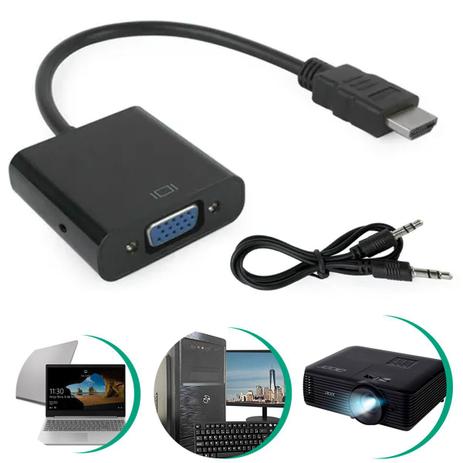 Cabo Adaptador Conversor Hdmi Para Vga Com Saída P2 De Áudio - AltoMex Menor preço em Cabo Adaptador Conversor Hdmi Para Vga Com Saída P2 De Áudio - AltoMex