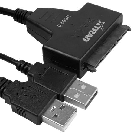 Cabo Adaptador USB 2.0 para SATA com Entrada para Fonte 12V XT2150 Para SSD e HD Externo 2,5" e 3,5" - Xtrad Menor preço em Cabo Adaptador USB 2.0 para SATA com Entrada para Fonte 12V XT2150 Para SSD e HD Externo 2,5" e 3,5" - Xtrad
