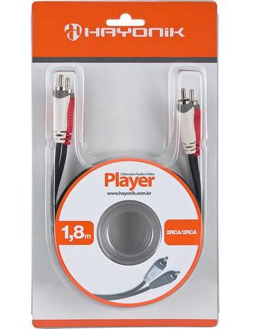 Cabo Áudio E Vídeo Player 2RCA2 1,8 metros 51216 - HAYONIK Menor preço em Cabo Áudio E Vídeo Player 2RCA2 1,8 metros 51216 - HAYONIK