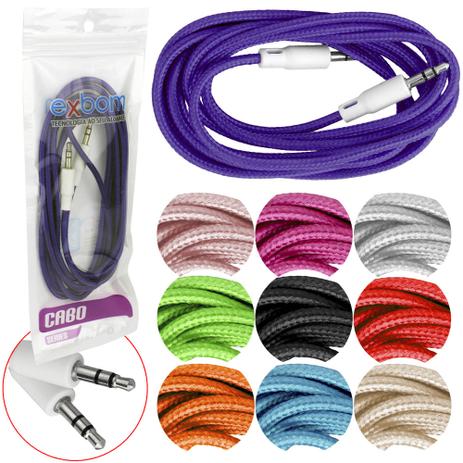 Cabo Auxiliar 2 Metros P2 para P2 3.5MM com Malha Confeccionado EXBOM P2 EXBOM Menor preço em Cabo Auxiliar 2 Metros P2 para P2 3.5MM com Malha Confeccionado EXBOM P2 EXBOM
