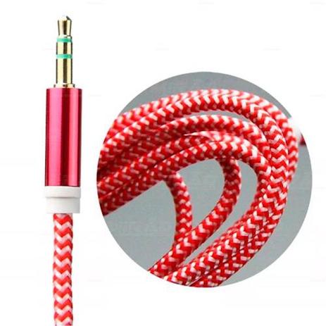 Cabo Auxiliar P2xP2(3.5mm) malha confeccionado ponta alumínio 2M Reforçado - 02235 - Exbom Menor preço em Cabo Auxiliar P2xP2(3.5mm) malha confeccionado ponta alumínio 2M Reforçado - 02235 - Exbom