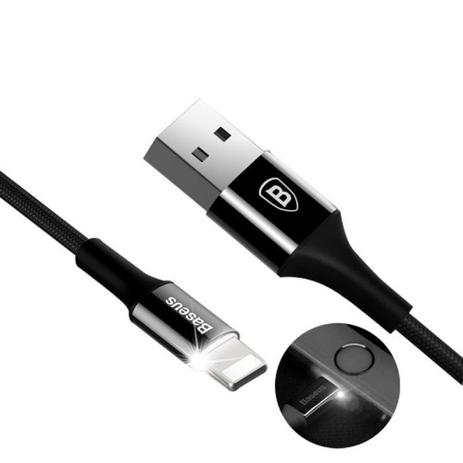 Cabo Baseus Lightning Preto com Led Mfi Iphone 7 8 X Plus Menor preço em Cabo Baseus Lightning Preto com Led Mfi Iphone 7 8 X Plus