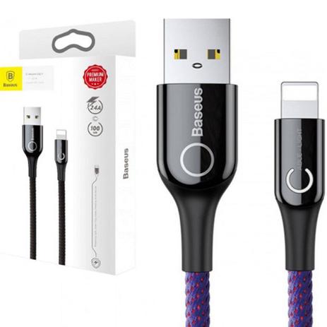 Cabo Baseus Lightning Roxo com Led Turbo Iphone 8 X Plus Menor preço em Cabo Baseus Lightning Roxo com Led Turbo Iphone 8 X Plus