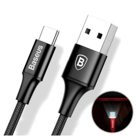 Cabo Baseus Nylon Preto Tipo C Reforçado Com Led - 1M 100 Cm Menor preço em Cabo Baseus Nylon Preto Tipo C Reforçado Com Led - 1M 100 Cm