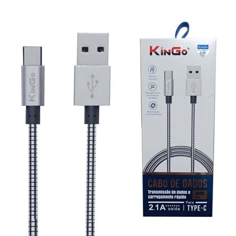 Cabo Carregador Metálico Compatível com Motorola Moto One Action - USB C - KinGo Menor preço em Cabo Carregador Metálico Compatível com Motorola Moto One Action - USB C - KinGo