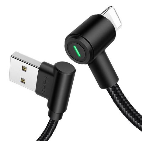 Cabo Carregador Usb Led Lightning Apple 90º 2.5A 50cm - Preto - Mcdodo Menor preço em Cabo Carregador Usb Led Lightning Apple 90º 2.5A 50cm - Preto - Mcdodo