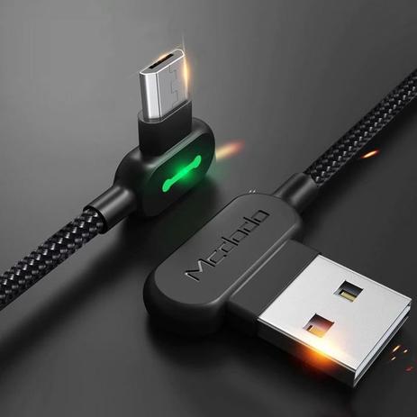Cabo Carregador Usb Led Micro Usb 90º 2.4A 180cm - Preto - Mcdodo Menor preço em Cabo Carregador Usb Led Micro Usb 90º 2.4A 180cm - Preto - Mcdodo